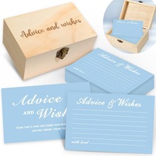 Advice and Wishes Cards Box 50 Pcs Baby Shower Advice CardsBlue Card for Brid...