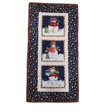 Vintage Handmade Quilted Christmas Table Runner 31.5X16 Inches Holiday Snowmen