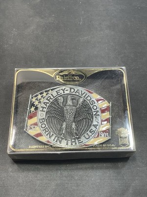 Vintage Harley Davidson buckle by Raintree 8907  BORN IN THE USA 