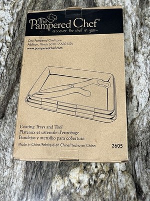 NEW Pampered Chef Coating Trays and Tool Tongs Sealed New in Box