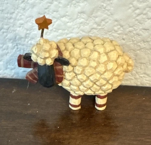 Blossom Bucket B. Lloyd Sheep Lamb Christmas Winter Figurine Striped Legs Vtg