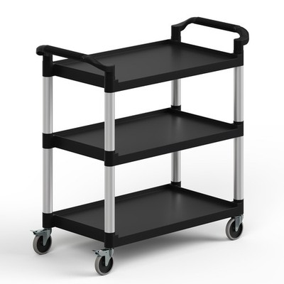 AmGood 42 in. x 20 in. Black Utility / Bussing Cart with Three Shelves