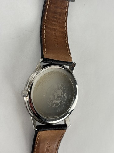 Citizen Eco-Drive 40mm Silver Tone Solar Date Watch w/Leather Band & Battery - Picture 8 of 10