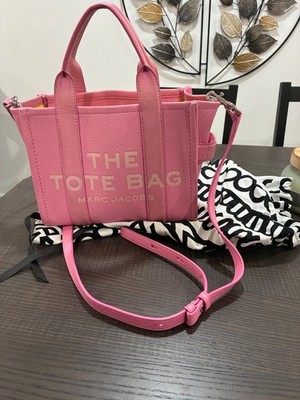 Marc Jacobs Small Pink Tote Bag Zip Logo Top Handle Adjustable Detachable Strap