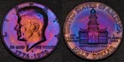 1976-D Kennedy Half Dollar rainbow toning (56-46)