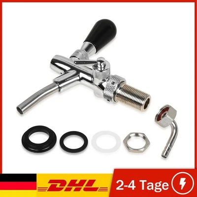 HOMTAS Kompensatorschankhahn mit Schaumtaste Chrom Zapfhahn Edelstahl Bier Zapfen G5/8