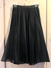Vintage Black Accordion Pleat Full Circle Skirt Netted Lining 50's Era Sz 10