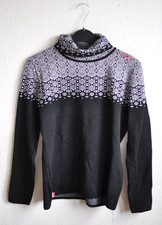 Almgwand Jacquard Ski Pullover Rollkragen Pulli Norweger Muster Schwarz Weiß 40