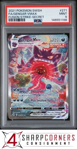 2021 POKEMON SWORD & SHIELD FUSION STRIKE SECRET #271 FA/ GENGAR VMAX PSA 9