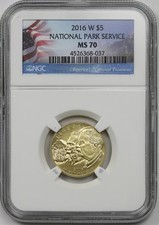 2016-W National Park Service $5 NGC MS 70 Gold Modern Commemorative