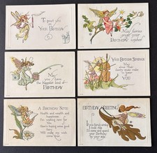 Vintage Fantasy Postcards (6) Birthday Fairies ~ Nash Series B-126 ~Delicate Art