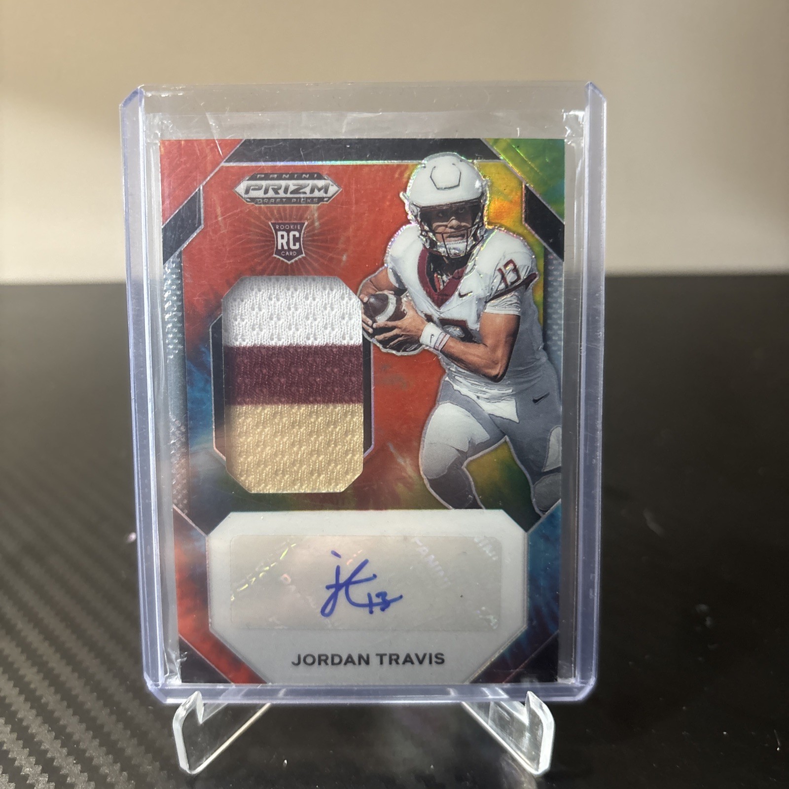 Jordan Travis Panini Prizm Draft Picks Jumbo Rookie Patch Autographs #JPAJTS Base