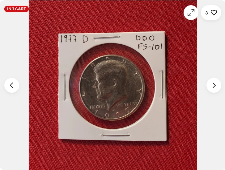 1977 D Kennedy Half Silver Dollar DDO FS-101 RARE variety/Error Low Pop 32 - Image 4 of 4