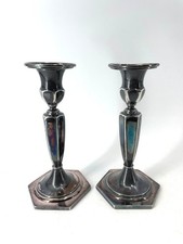 Pair of Superior Silver Co. Candlesticks Plated Candle Holder #131 Made In USA