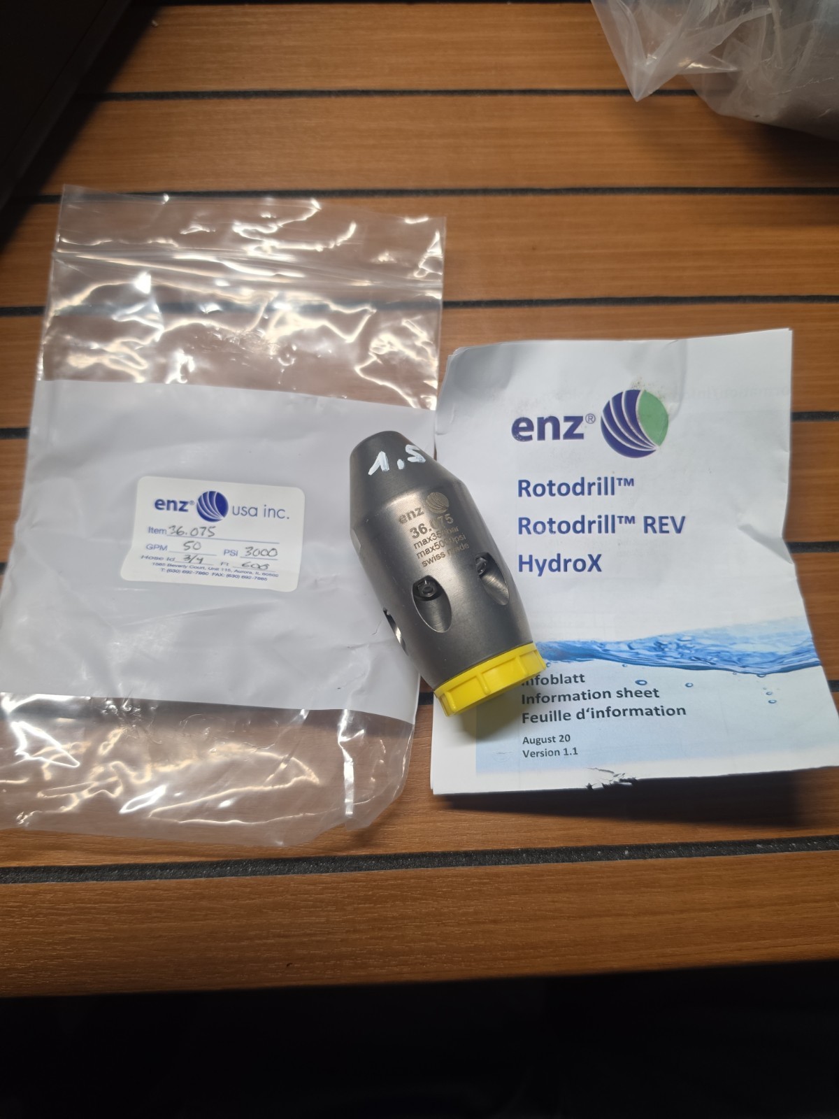 ENZ Rotodrill Nozzle 3/4" (36.075), Max Press 5000 PSI, Flow R~50 GPMCSize 3/4"
