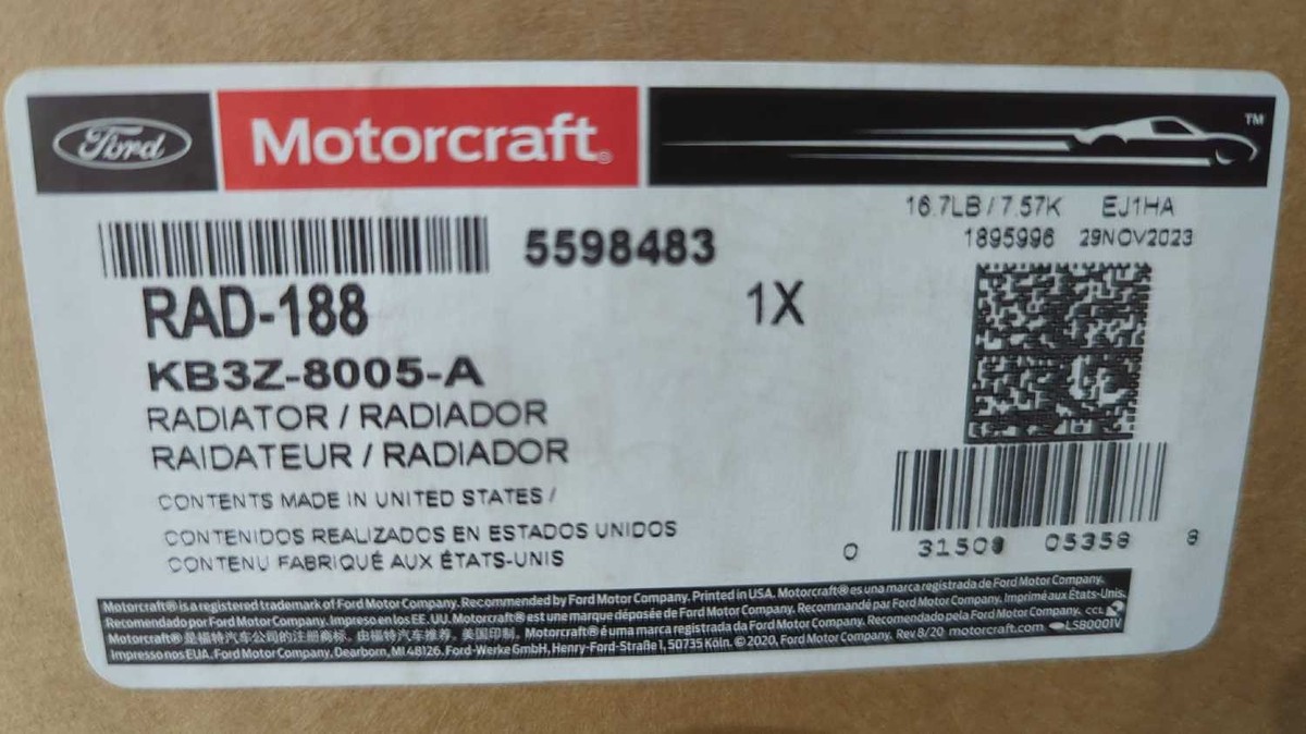 New OEM genuine Ford Radiator 2019-2023 Ranger KB3Z-8005-A