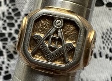 Stamped 14K & Pall Solid Yellow Gold Detailed Masonic Men's Ring