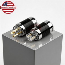 Pair Power Plug Carbon Fiber Shell Gold Plated US Power Connector  IEC Adapter