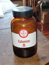 Vintage MERCK Calamine Amber DURAGLASS Bottle Skull & Crossbones Poison 4 oz