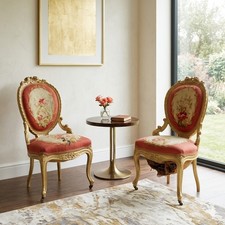 Sedie Antiche Stile Barocchetto Legno Intagliato Dorato XIX Secolo Originali