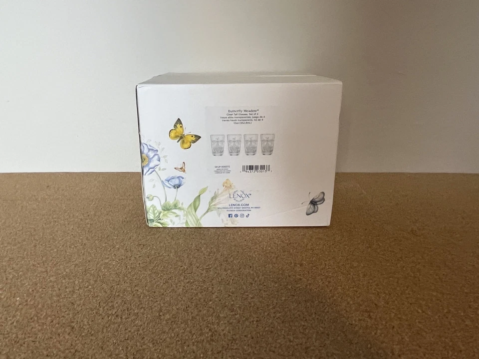 Lenox 896072 Butterfly Meadow Clear Tall Glasses, Set of 4 New in Box - Image 2 of 3