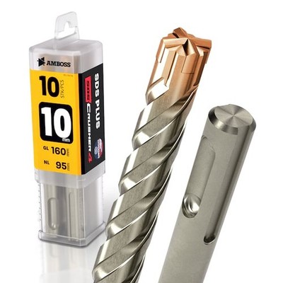SDS Plus Hammerbohrer 4X Schneiden PGM Ø 10mm x 95mm - AMBOSS Werkzeuge SDS