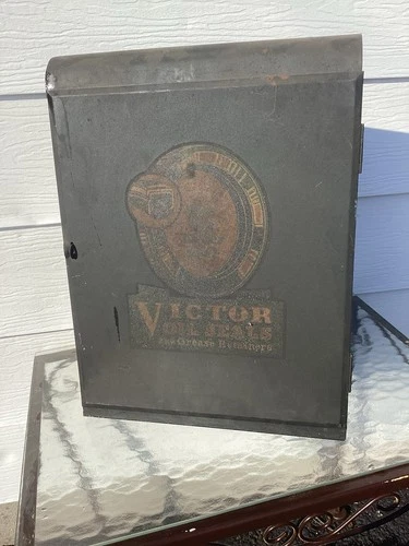 VTG VICTOR GASKETS & OIL SEALS METAL CABINET GAS STATION GARAGE 1930s Sign