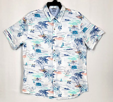 IZOD Saltwater Men's XL Cotton Multicolor Tropical Island Short Sleeve Shirt