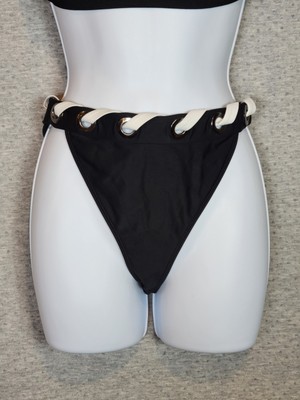 NWT Ramy Brook Women's Black Luvenia Laced Bikini Bottom Swimwear Size Small