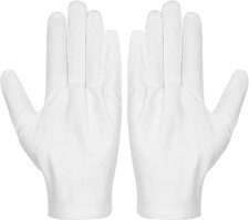 Cotton Gloves, 3 Pairs White Cotton Gloves Gloves for Women Men Eczema D