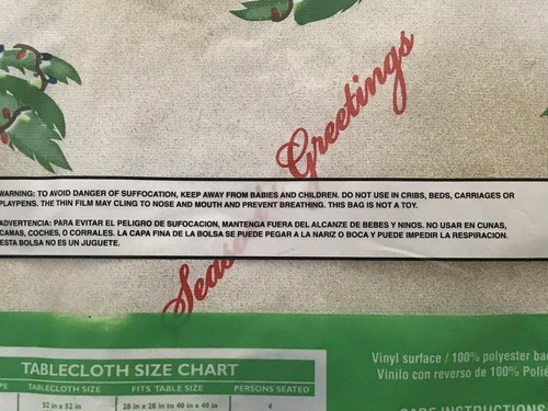 Mantel de vinilo cuadrado Coastal Christmas Seasons Greetings 52" Kmart vintage - Imagen 5 de 7
