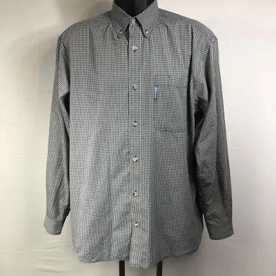 COLUMBIA MENS LONG SLEEVE DRESS SHIRT Size Large Square Plaid Pattern Gray - Image 1 of 4