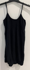 F & F Black Mini Stretch Ribbed Detail Spaghetti Strap Dress Womens  Sz S/M
