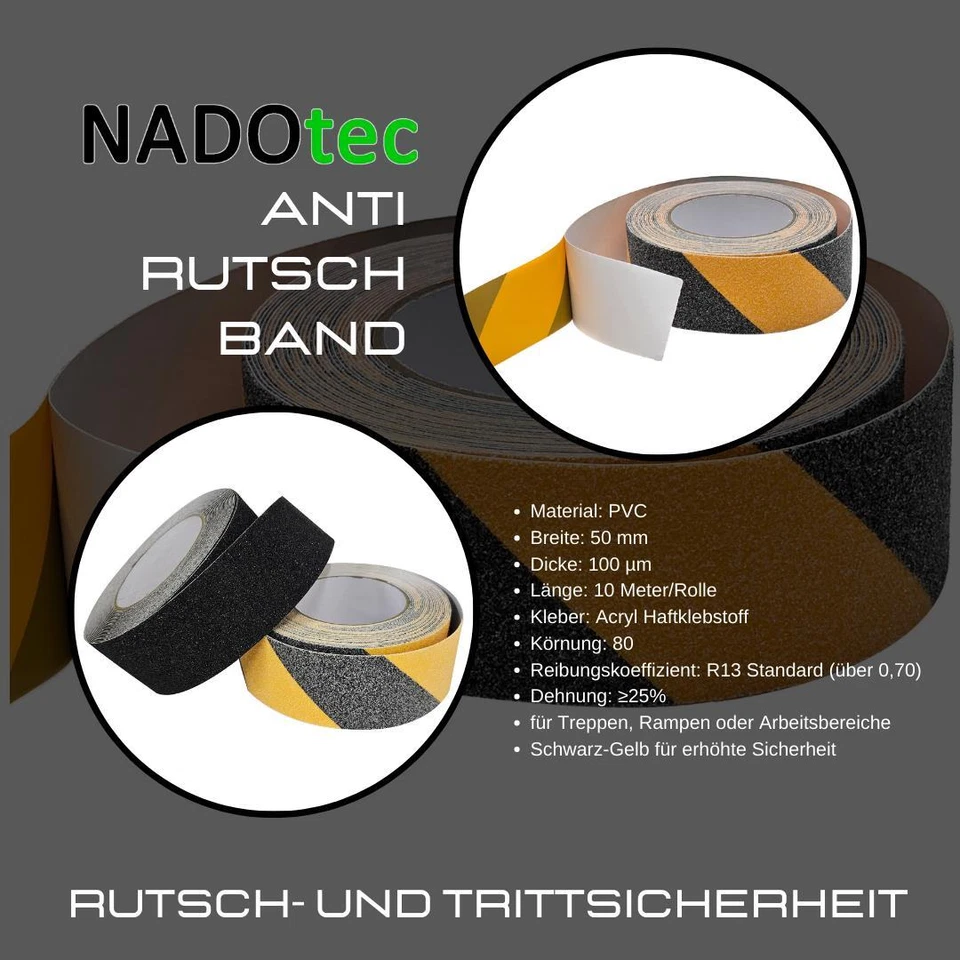 Antiruschband, Anti Slip Tape, selbstklebend - 50 mm x 10 Meter | Schwarz - Bild 2 von 4