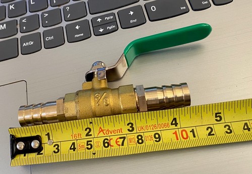 Manguera de identificación de tuberías de 14 mm válvula de bola de latón ajuste palanca verde mango agua aire L10 - Imagen 2 de 3