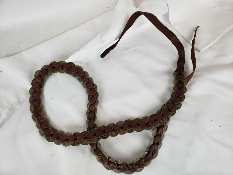 Antique 1920's-1940s Brittish West African Coins on Original Leather belt #1