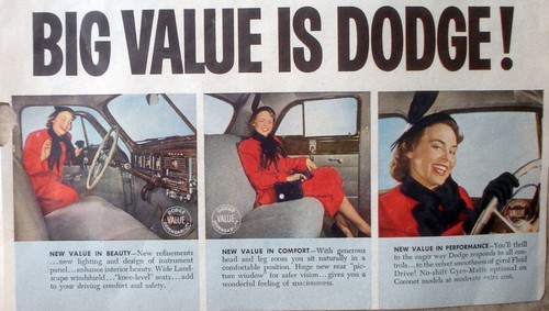 Dodge Auto Vtg 1950 Print Ad Centerfold 2 pg 18 x 12 Value Coming Going - Picture 3 of 5