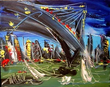 CITYSCAPE Mark Kazav   Original Oil Painting Handmade c34t