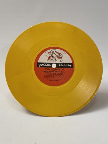Walt Disney's HAPPY BIRTHDAY Yellow Golden Record 50s Rare Sleeve Mickey Mouse - Picture 5 of 6