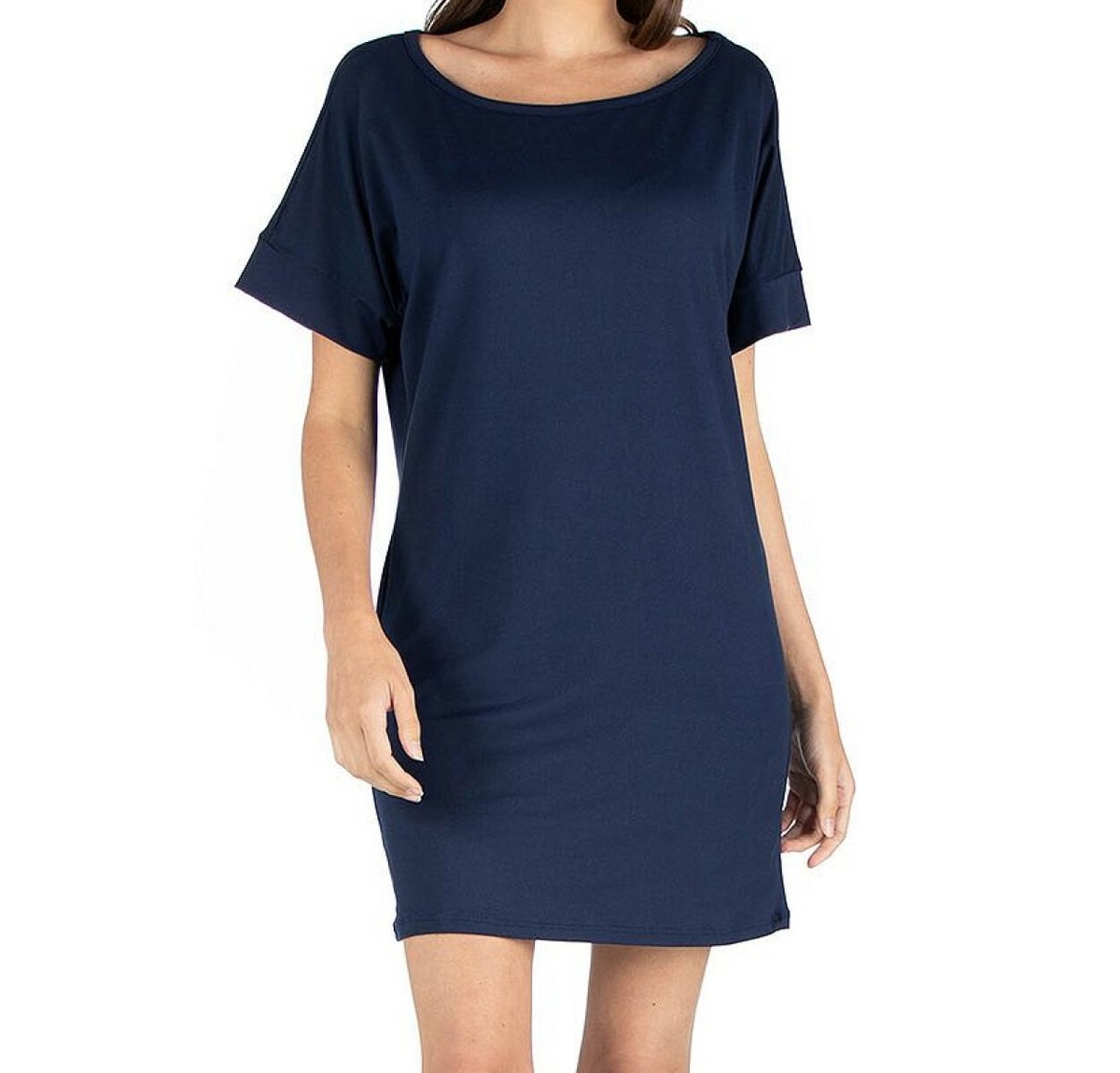 boat neck t shirt dress Women's 100% Cotton Boat Neck Dress
