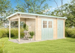 Carlsson Gartenhaus Korfu mit Anbau und Schleppdach Holz ...