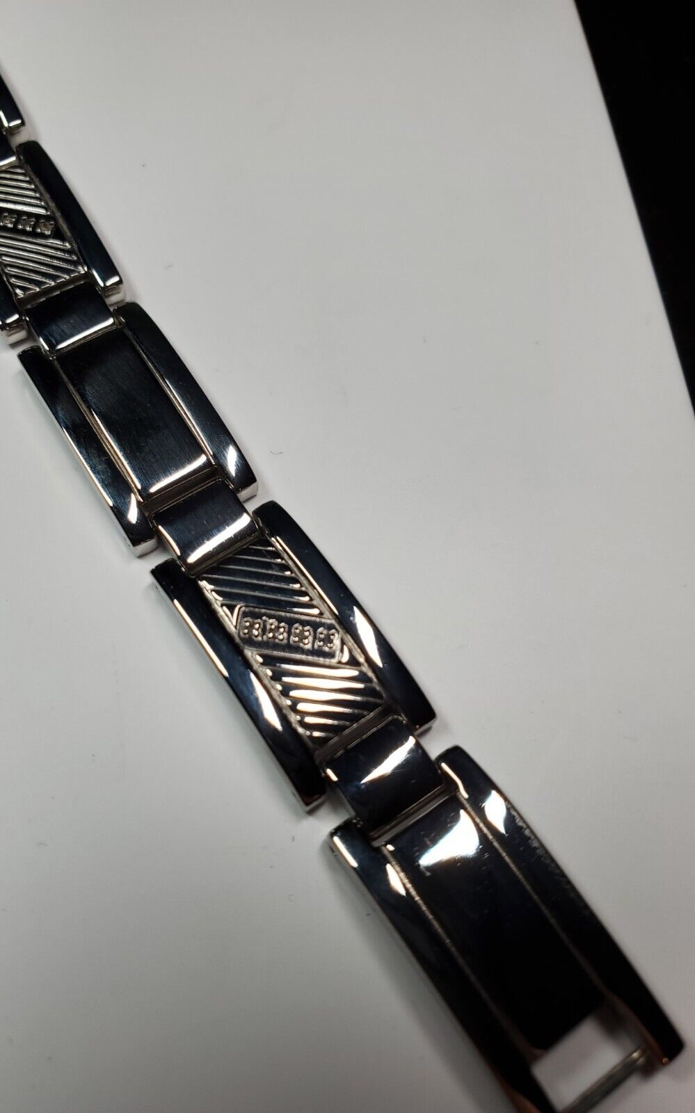 Men's Diamond 8.5" Rectangle Link Bracelet in Sta… - image 2