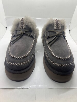UGG Disquette Alpine Women Slippers Suede Thunder Cloud Grey Sz US 10