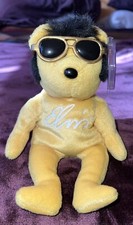 TY ELVIS SOLID GOLD BEANIE the BEAR BEANIE BABY - MINT with MINT TAG & TAG COVER
