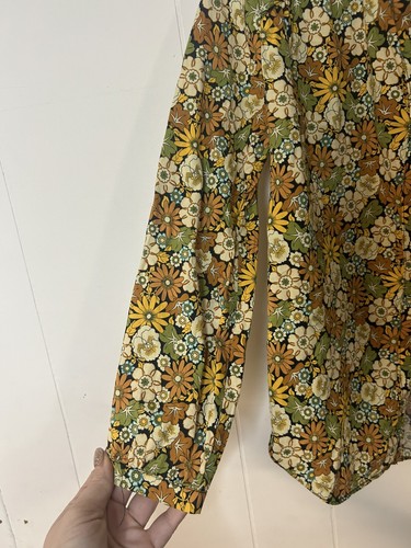 Zara Girls Size 10, Boho/70s Floral Hippie Patterned Button Up Top, Long Sleeve - Picture 7 of 7