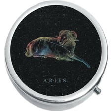 Aries Zodiac Stars Medicine Vitamin Pill Box