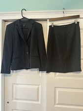 Women's Ann Taylor Size 6 Jacket 8 Skirt Charcoal Black Business Skirt Suit Set
