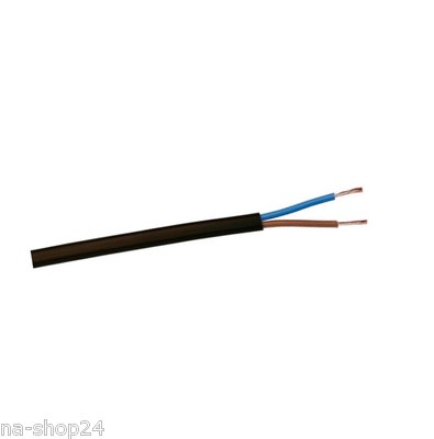 10m Stromkabel 2x 0,75 mm² Stromleitung Meter schwarz H03VV-F Schlauchleitung