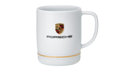 Original Porsche Driver's Selection ''Porzellan-Tasse Crest Cup STD'', weiß, gold 