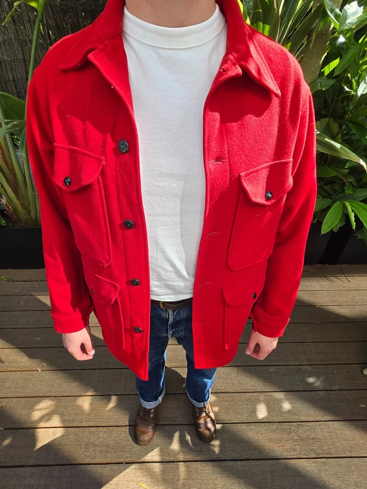 MID 1960s Pendleton men's vintage wool Cruiser jacket Scarlet Red (like Filson)  - Image 2 of 4